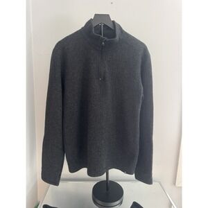 PrAna Sweater Mens Size Large Gray Wool Blend 1/4 Zip Pullover
